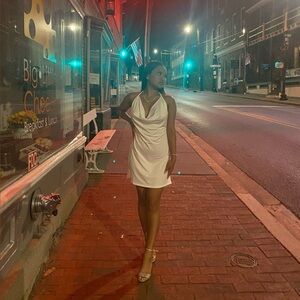 white backless dress